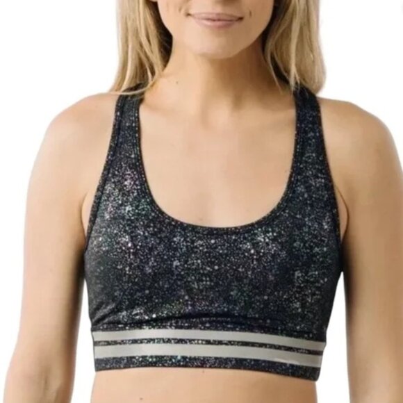 Zyia Active Black Reflective Mirage Light and Tight Cross Strap Sports Bra XL - Picture 1 of 6